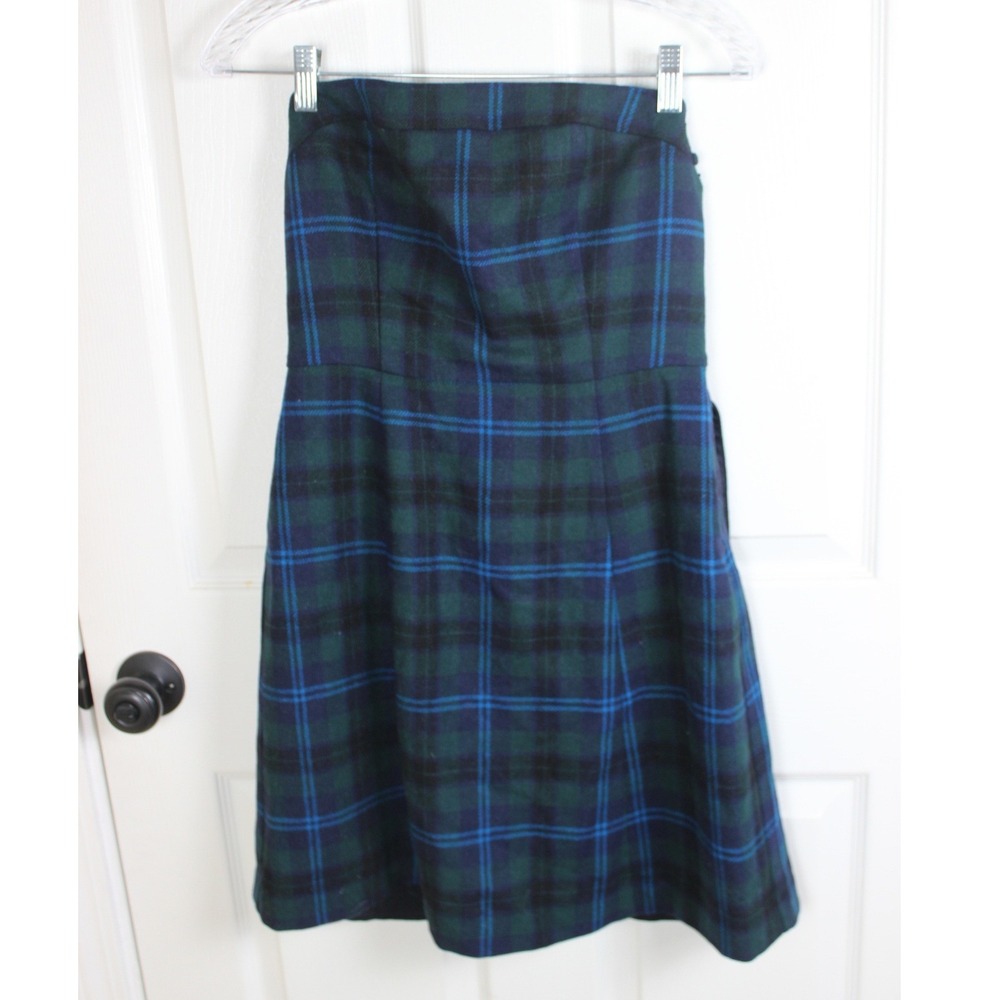 American Eagle Outfitters Plaid Strapless Dress Womens Size 4 Wool Blend